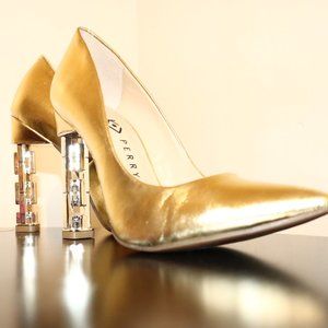 Katy Perry Gold Suzzie Leather heels